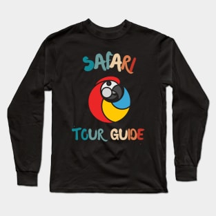 SAFARI TOUR GUIDE RED MACAW PARROT ZOOS ART Long Sleeve T-Shirt